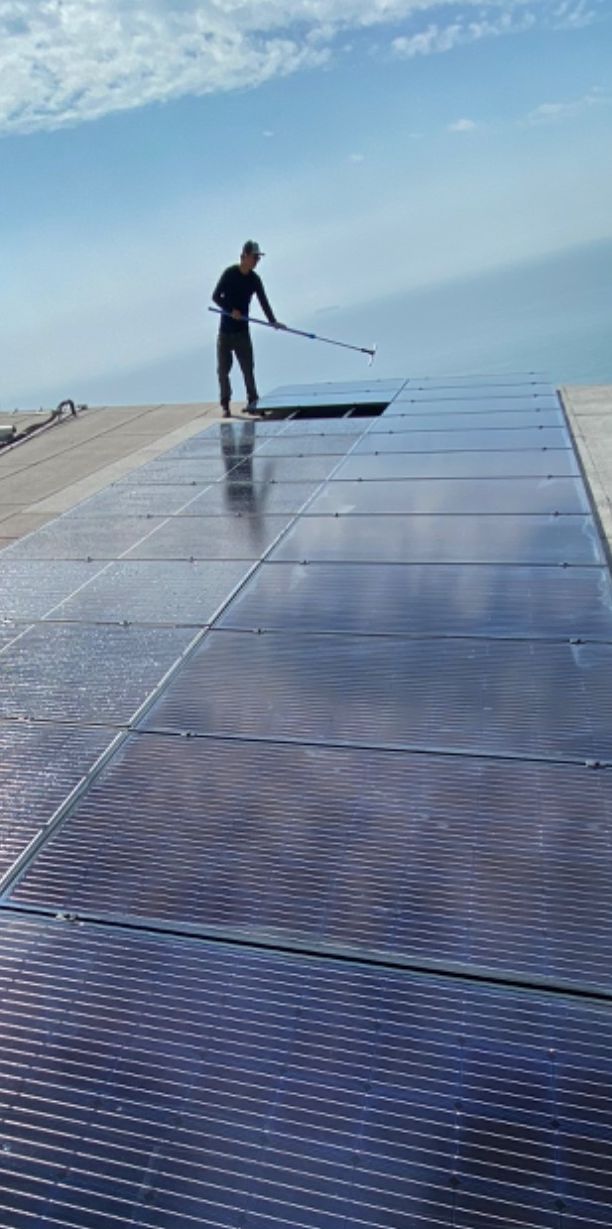 Cleaning solar panels to be more efficient 